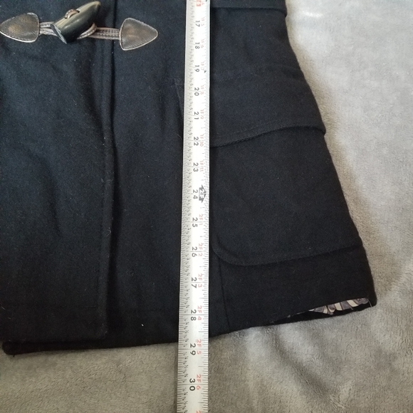 American Eagle Wool Leather Wooden Toggle SM PeaCoat Hooded Womens - Picture 8 of 11